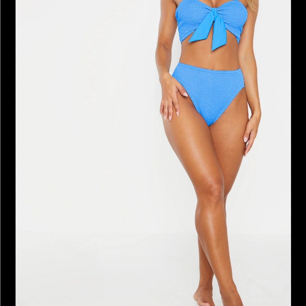 pretty little thing blue crinkle bikini